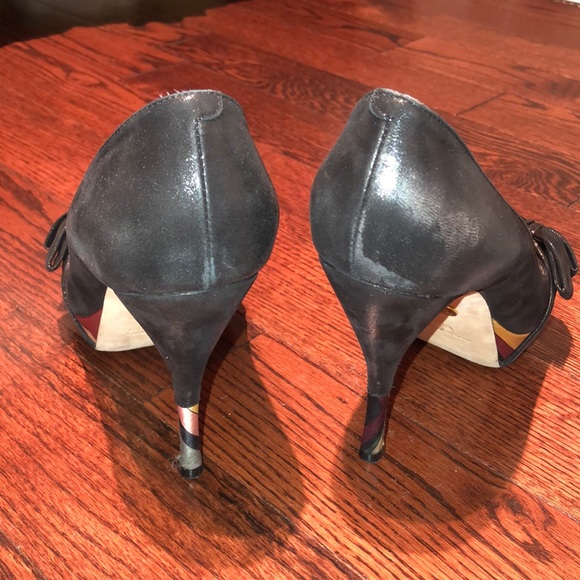 Emilio Pucci Shimmery Suede Peep Toe Pump - Picture 5 of 5